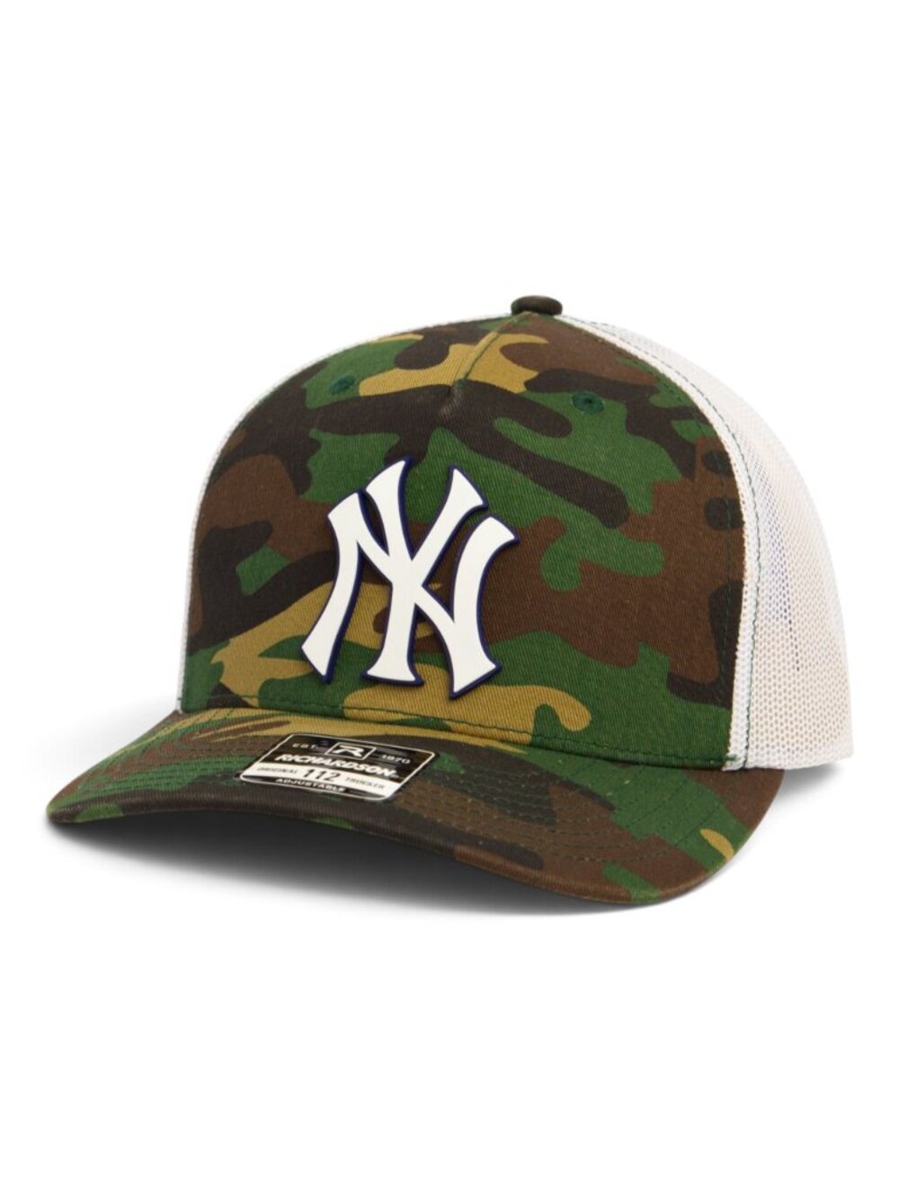 New York Yankees NY White 3D Snapback Trucker Hat- Army Camo/ White